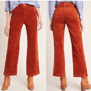 Paige Nellie size 29 corduroy high-rise wide leg crop pants.Rust color.